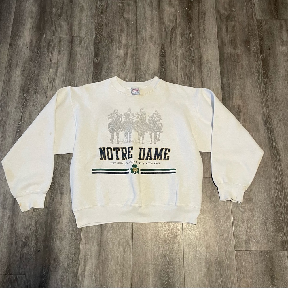 Vintage 90s Notre Dame Figthing Irish Tradition NCAA Crewneck Sweater Med USA